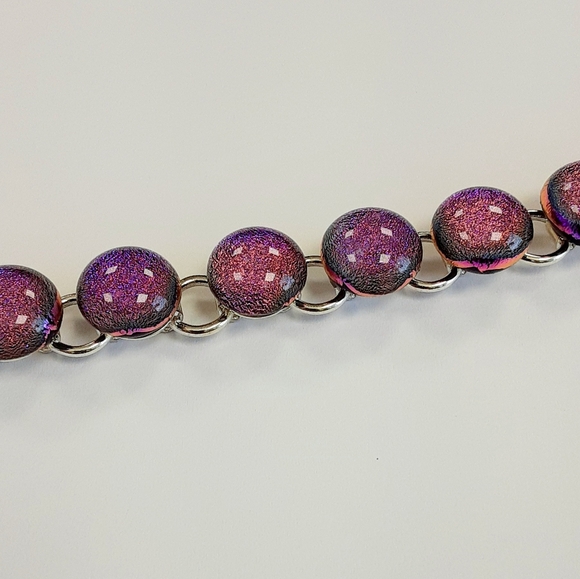 7" Purple/Pink Metallic Dichroic Glass Bracelet - Picture 2 of 2